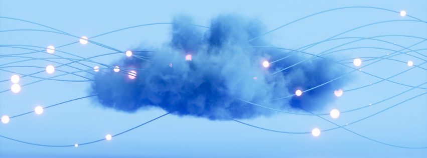 Futuristic Technology Innovation Background Cloud with neon wires Blue Background